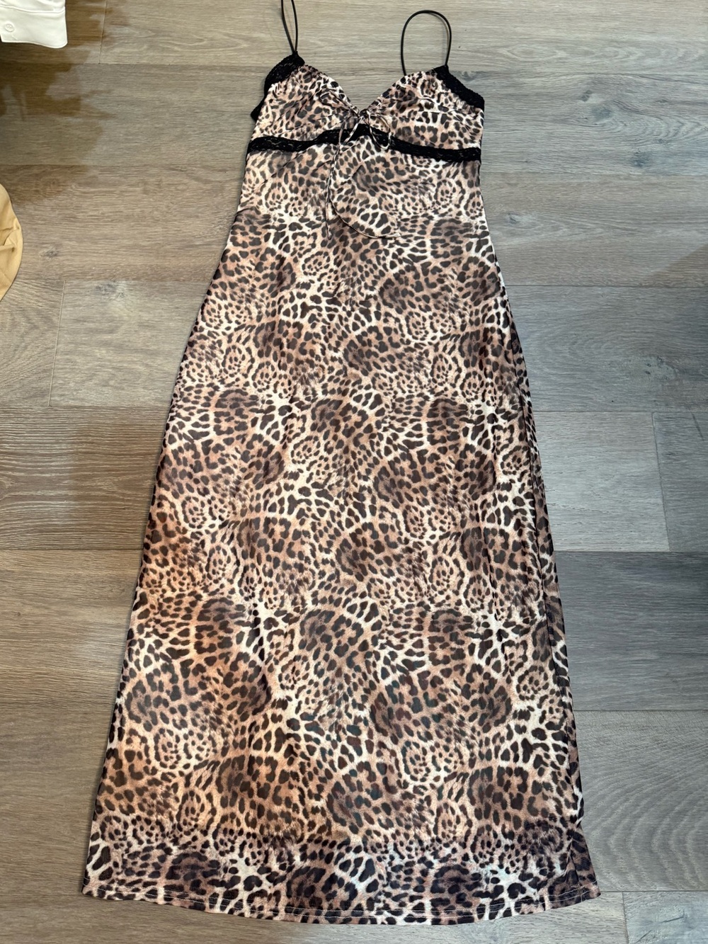 ACOA Leopard Slip Dress in Beige and Brown